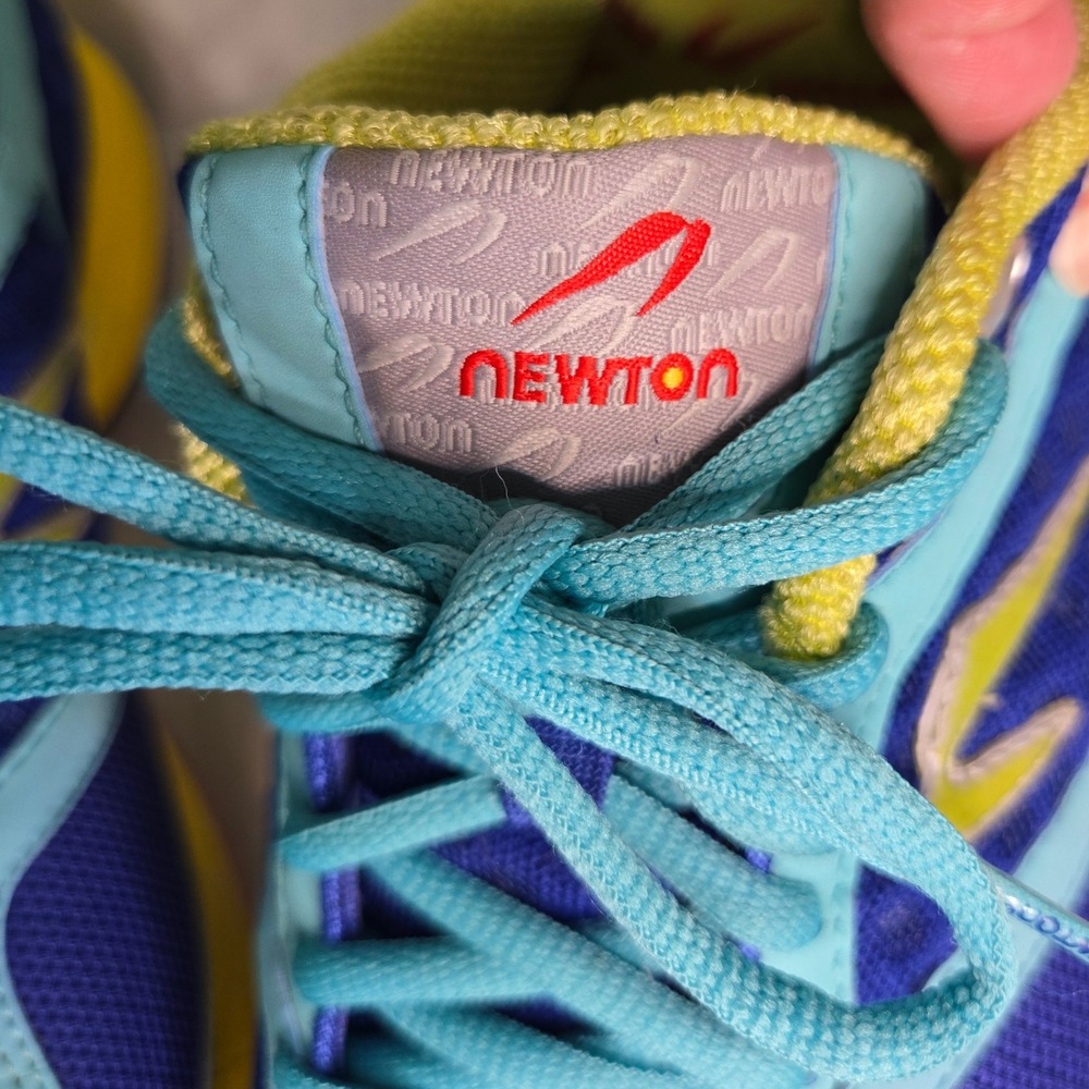 Newton Motion Stability Running Shoes Navy Cyan Yellow Mesh Sneakers 8 - Picture 7 of 10